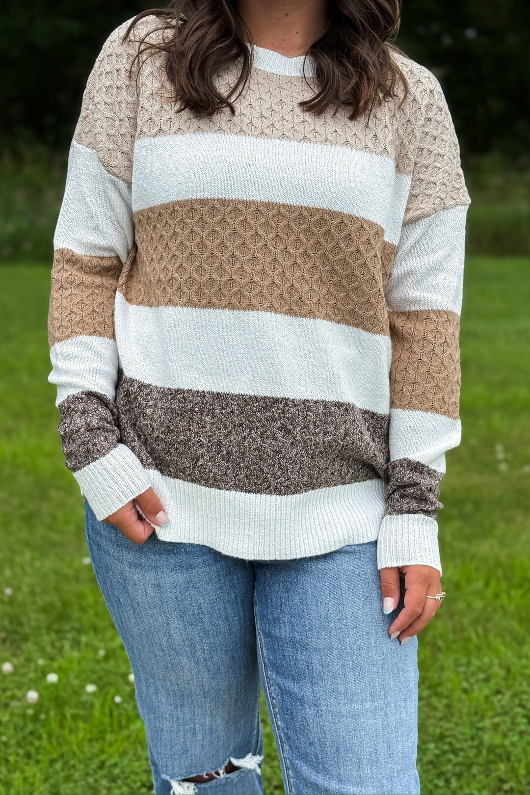 Taupe Striped Sweater
