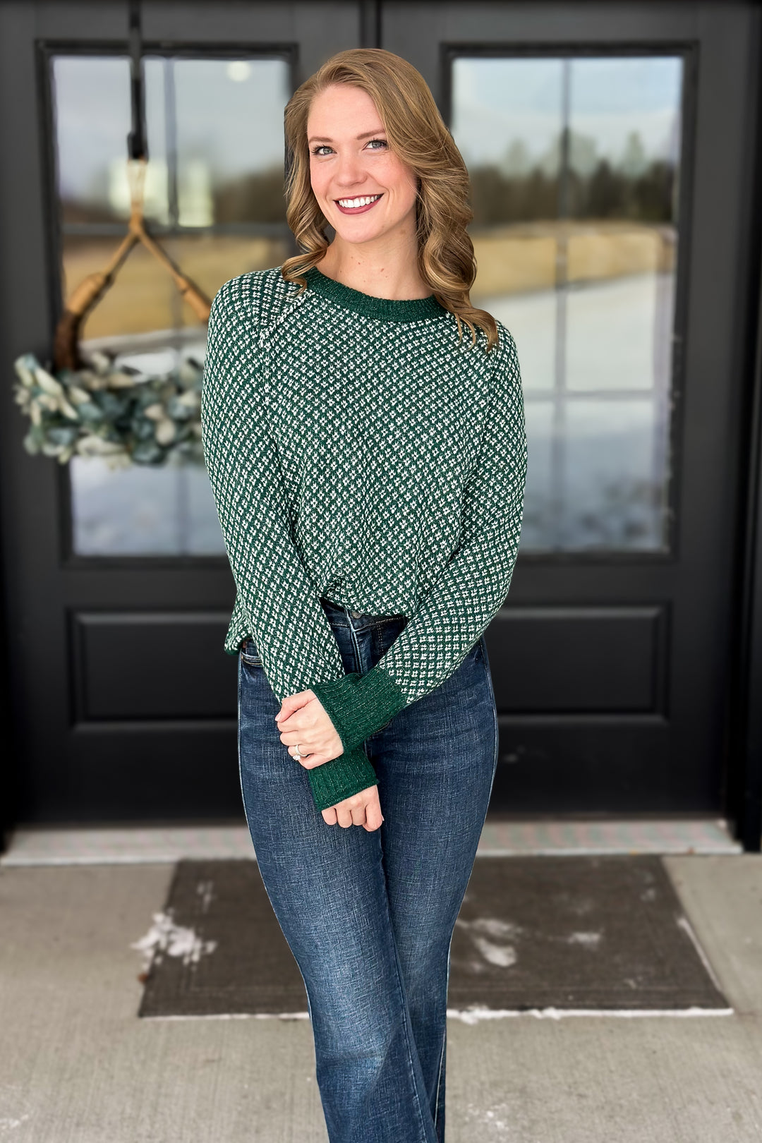 Green Textured Sweater