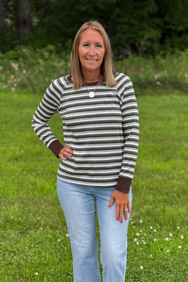 Olive Striped Long Sleeve
