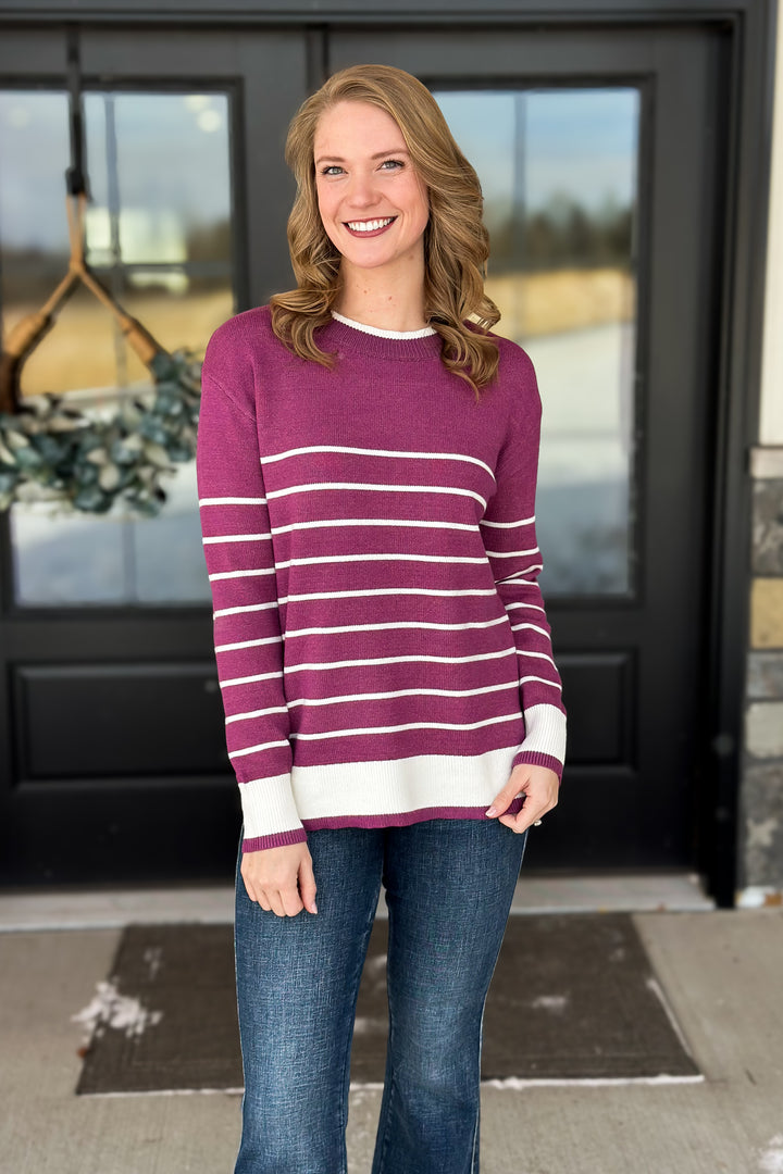 Magenta Striped Sweater