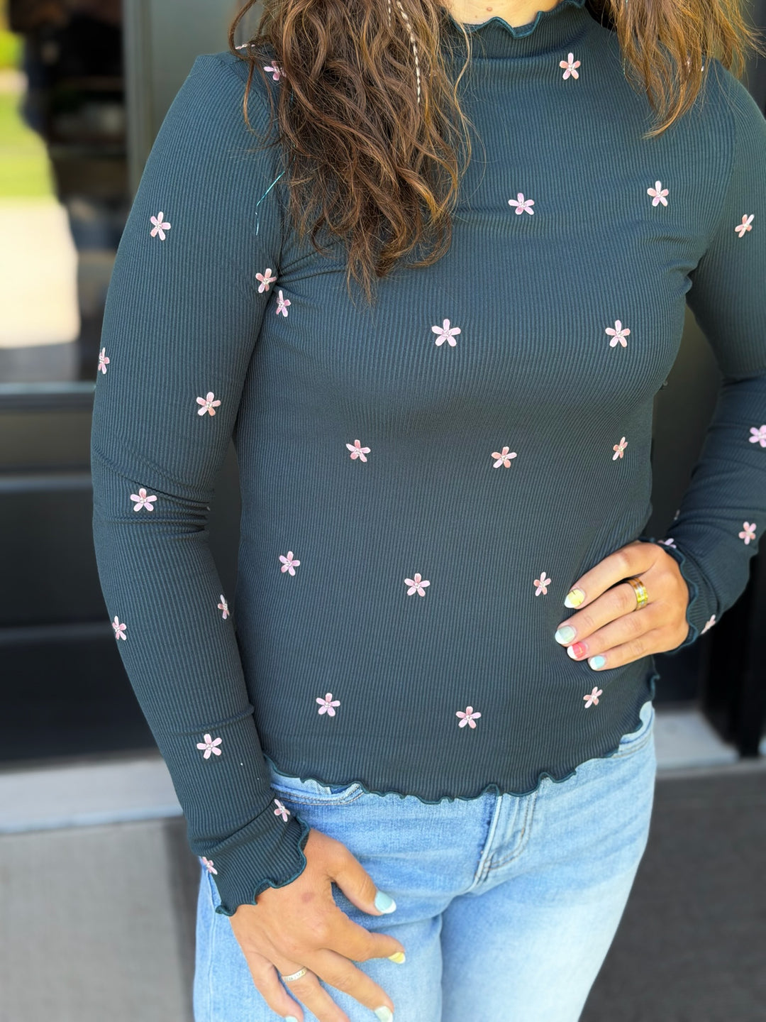 Teal Mock Neck