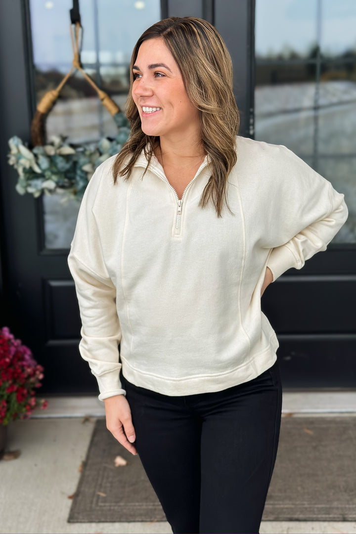 Ivory Half-Zip Pullover