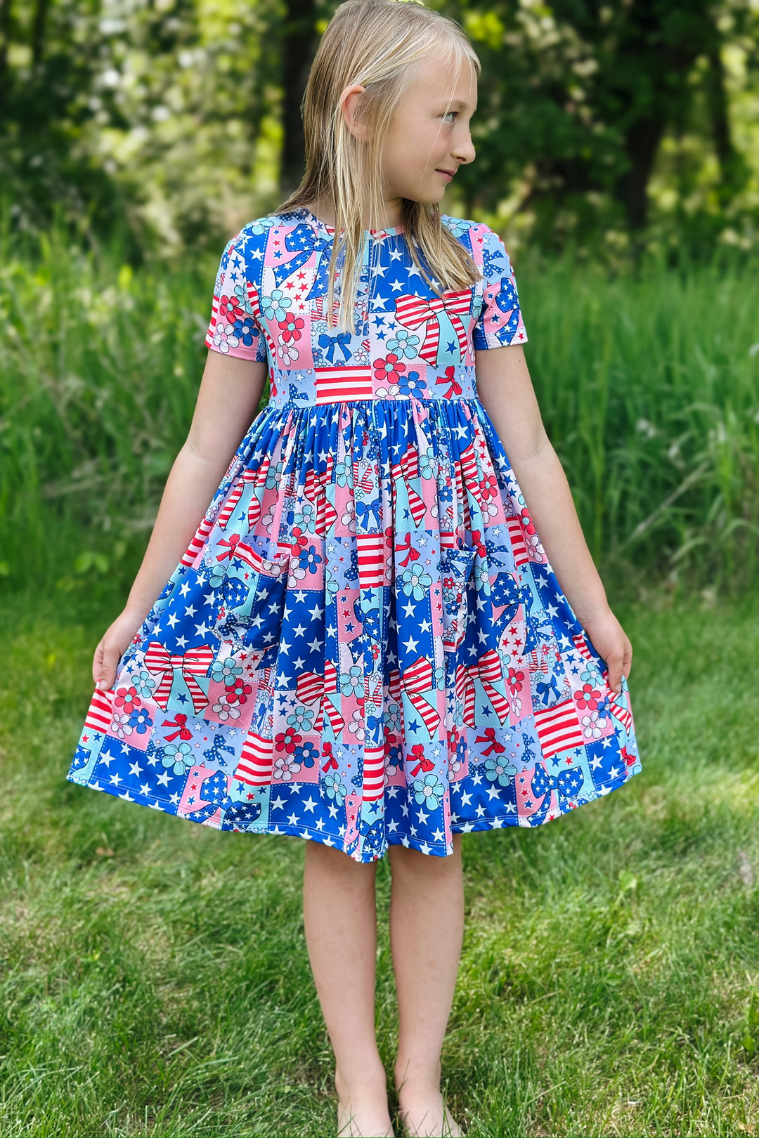 Patriotic Patchwork Twirl Dress