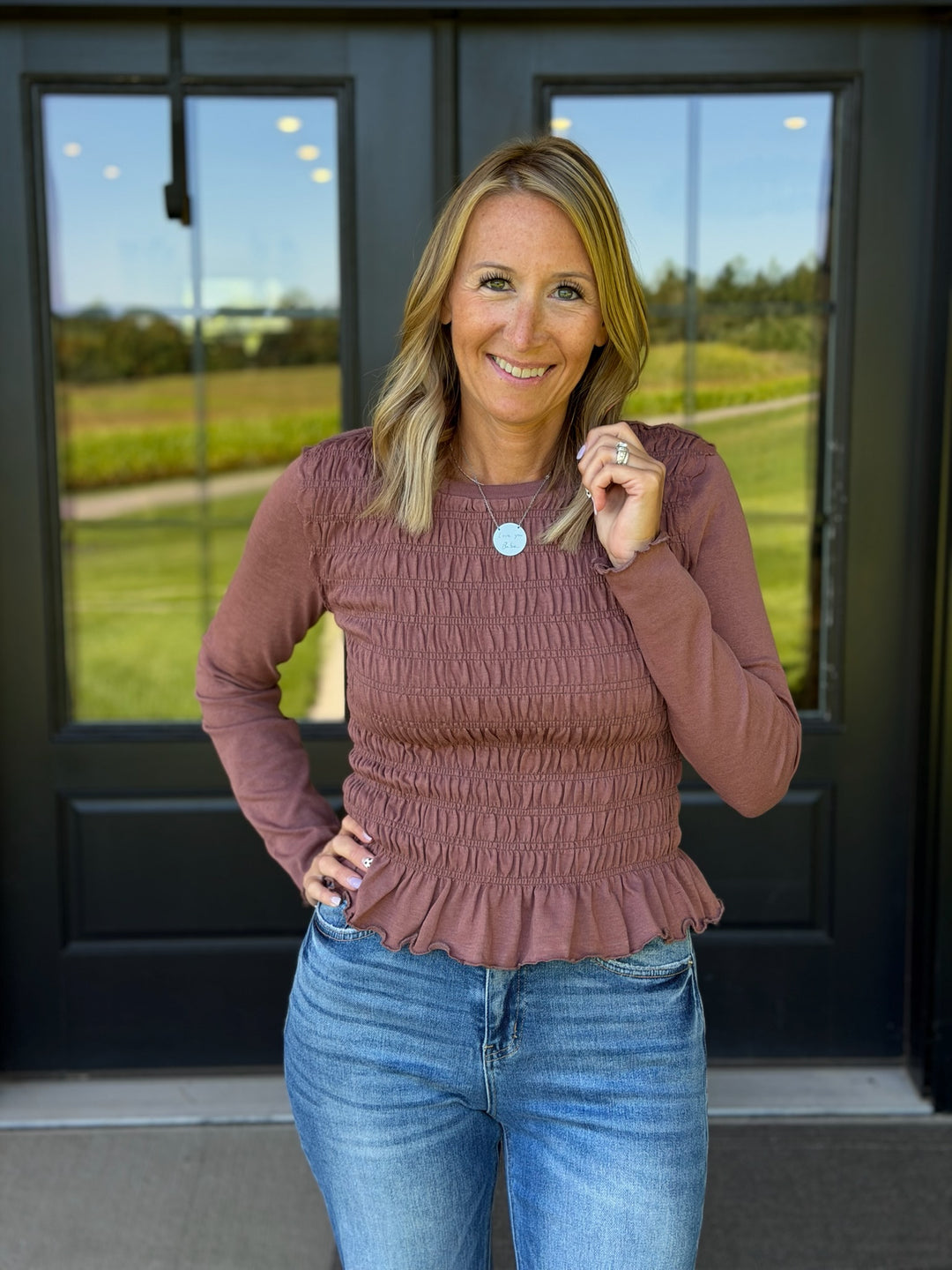 Ruched Long Sleeve- Cocoa