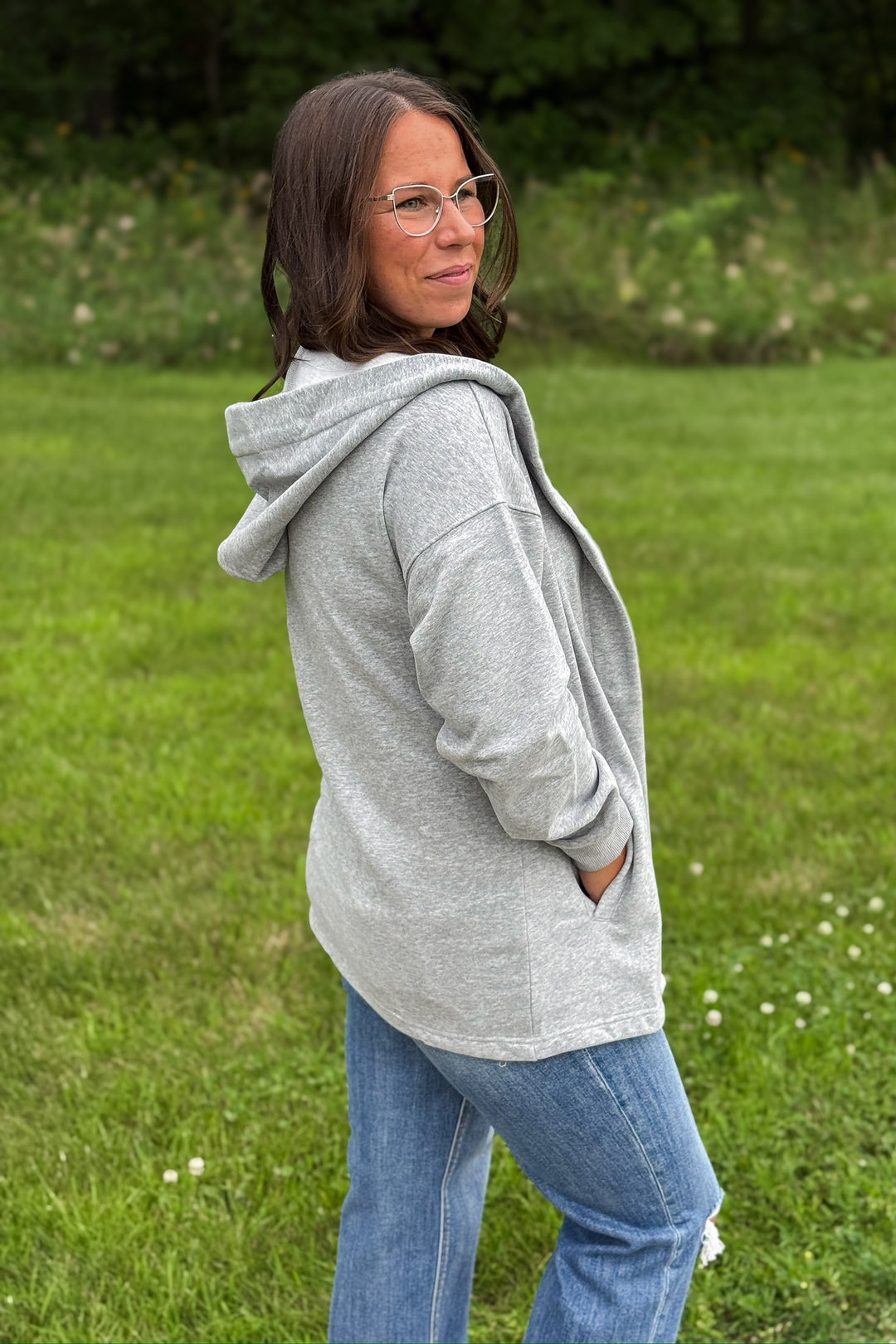 Grey Terry Open Cardigan