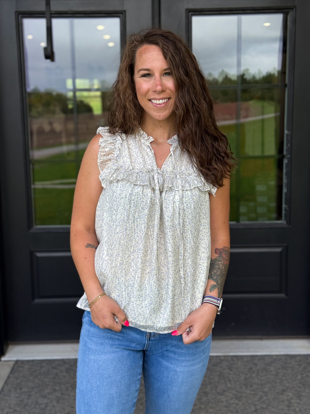 Ditsy Floral Ruffled Blouse