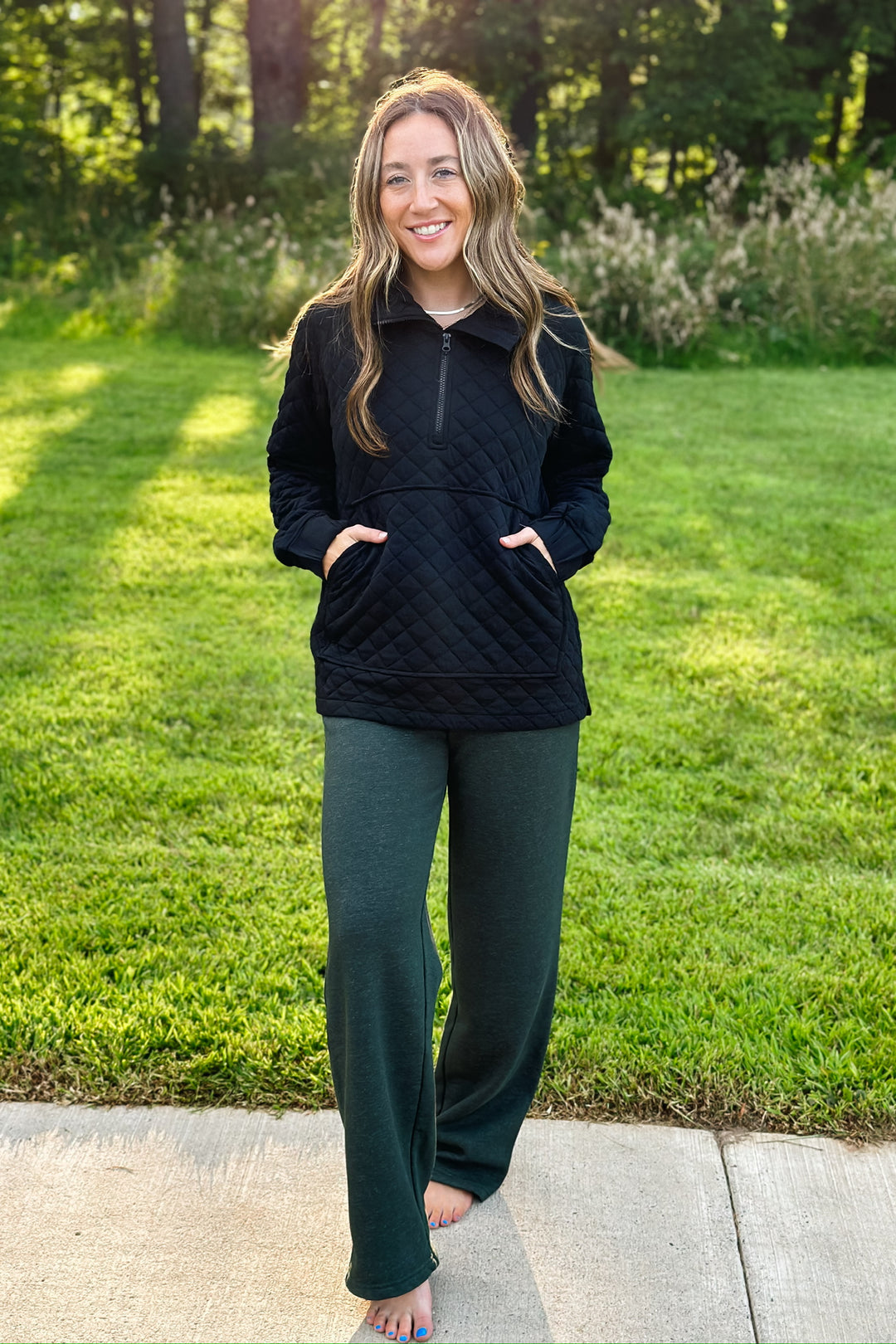 Black Quilted Half-Zip