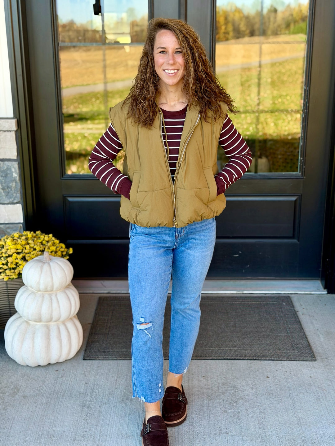 Bubble Puffer Vest- Moss