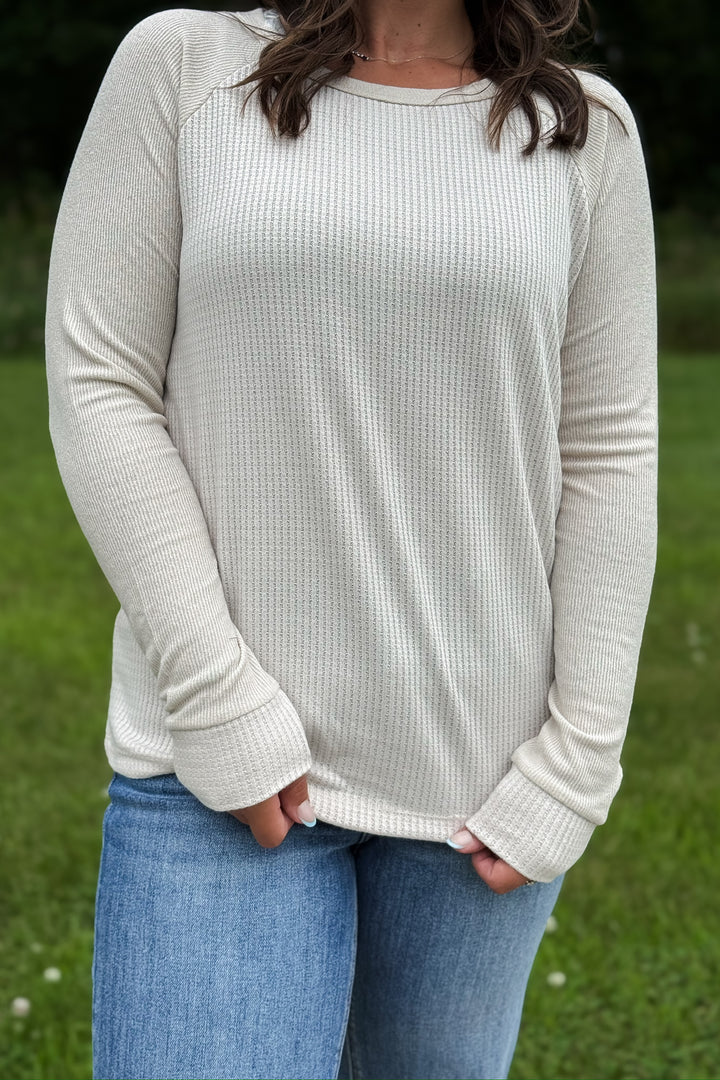 Cream Waffle Crew Neck