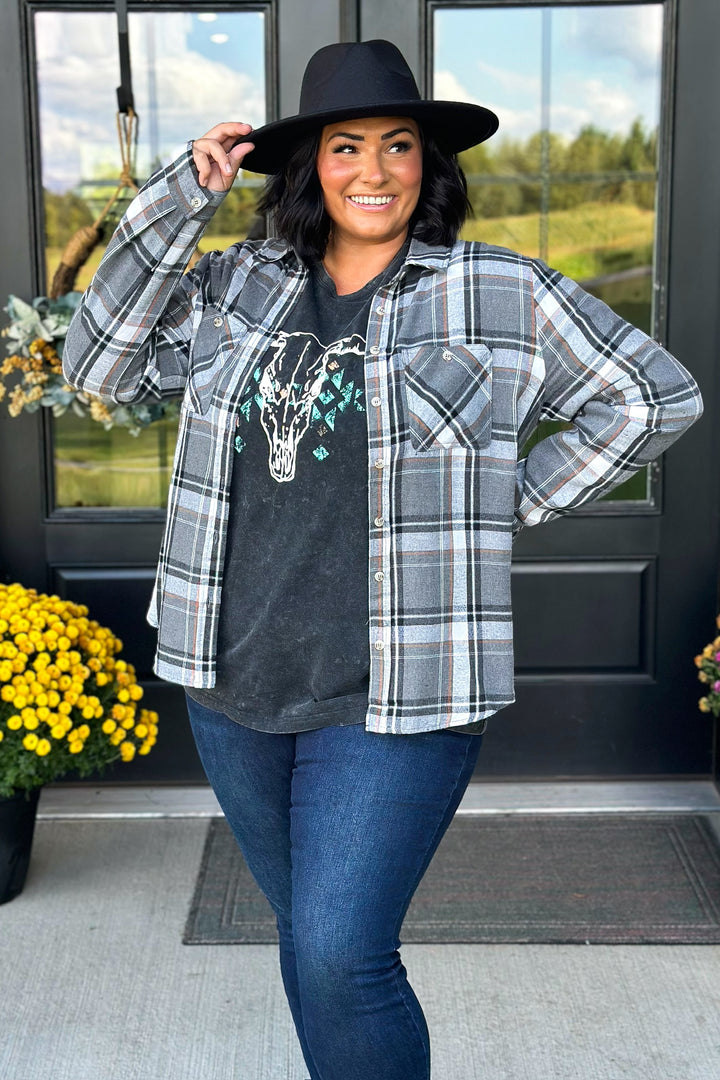 Grey Plaid Button Down