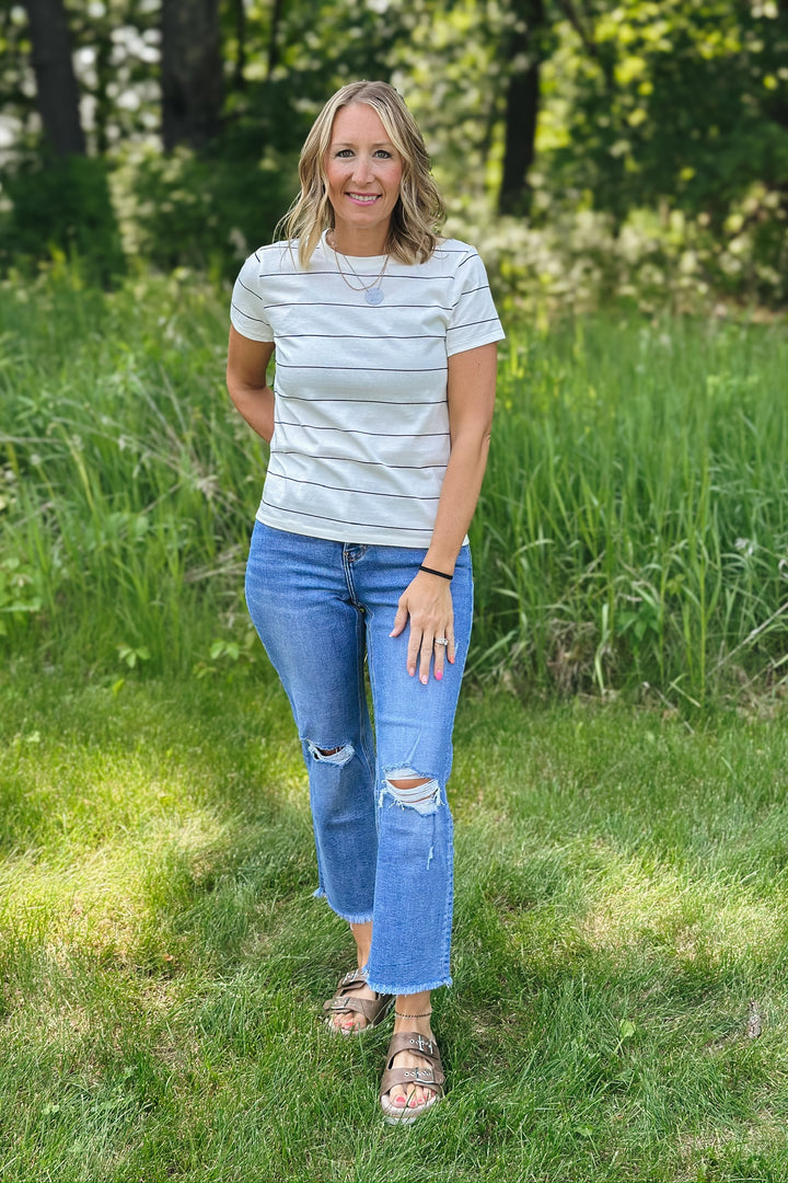Asher Tee- Black Stripe