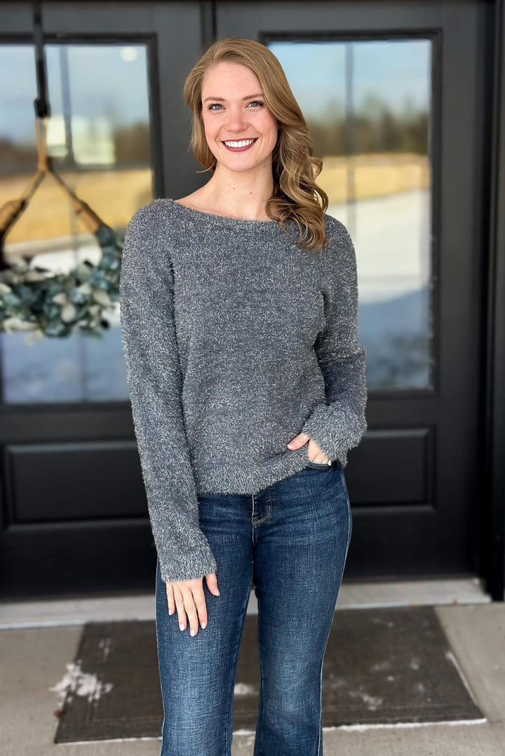 Grey Metallic Fleck Sweater