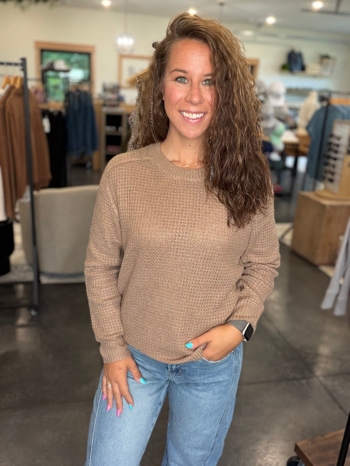 Mocha Waffle Textured Sweater