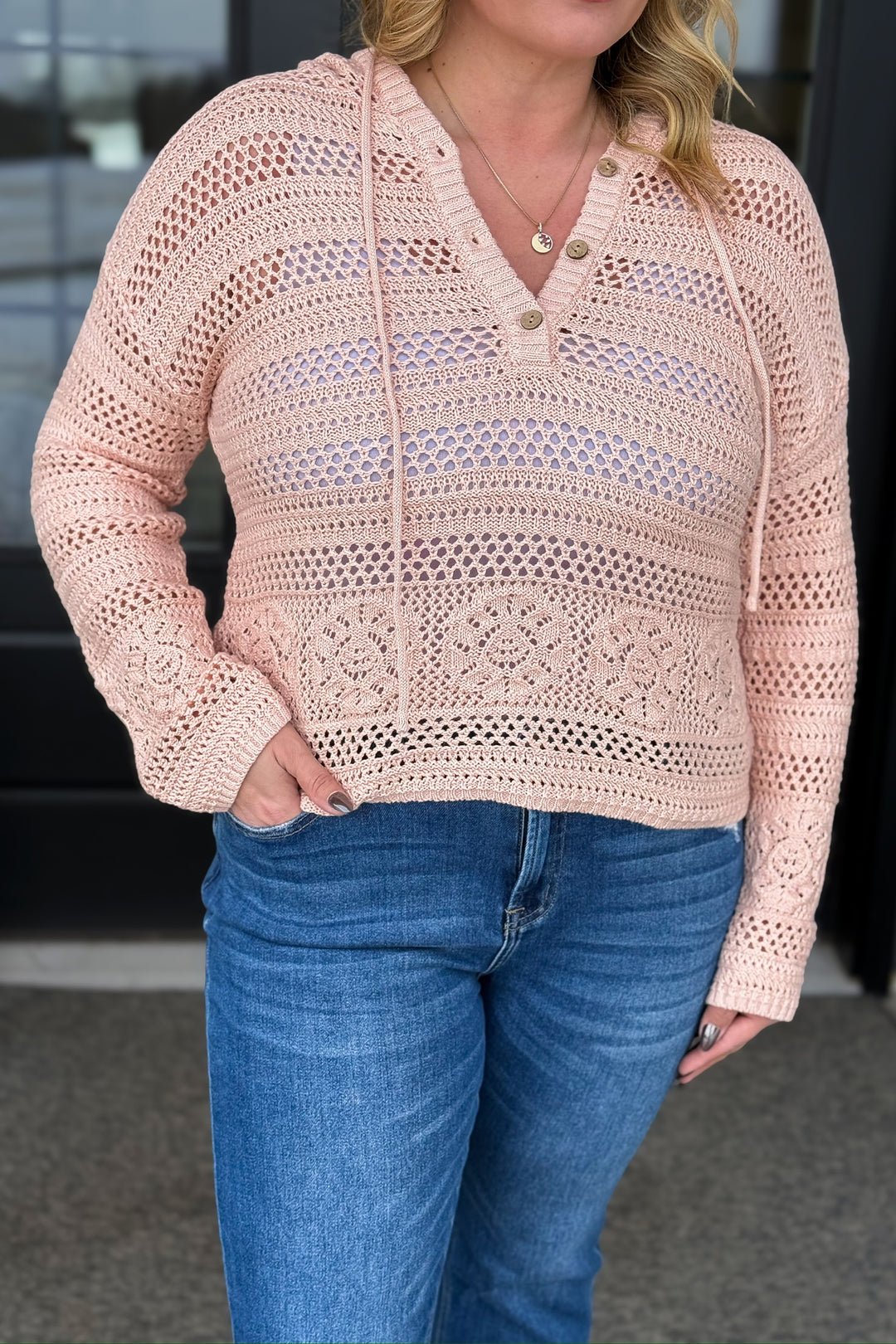 Blush Crochet Hoodie