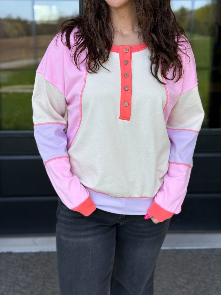 Multi Color Henley Pullover