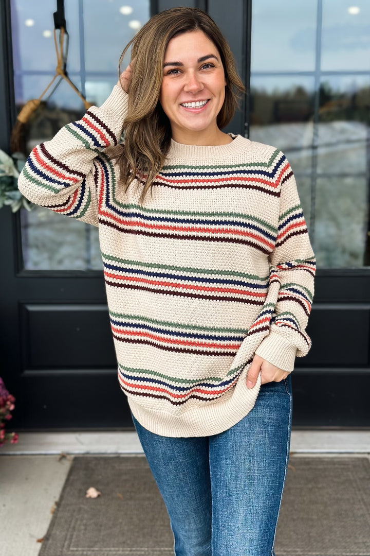 Taupe Striped Sweater