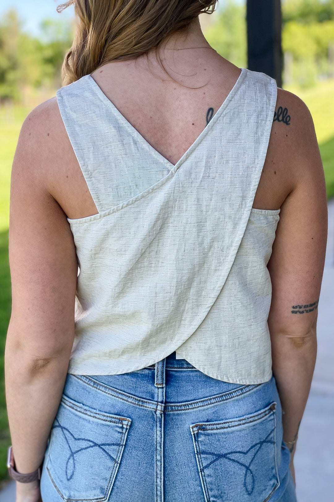 Linen Crossover Tank