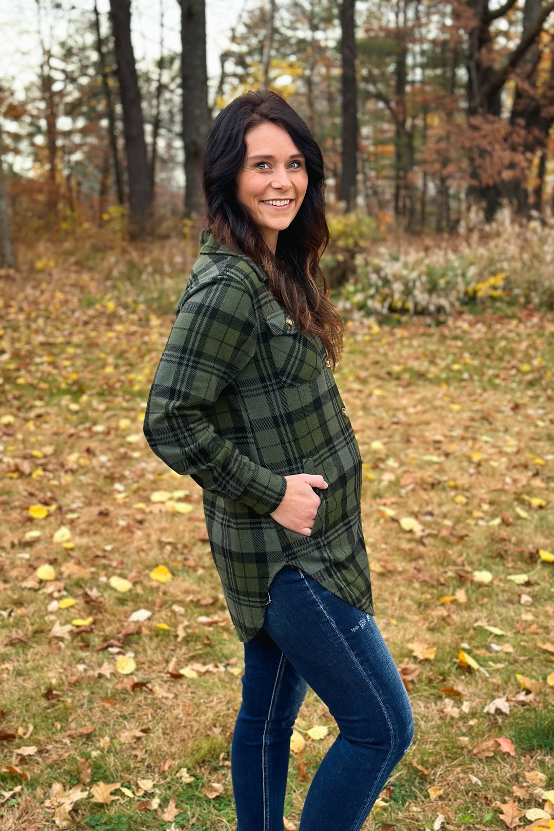 Green Plaid Button-Up