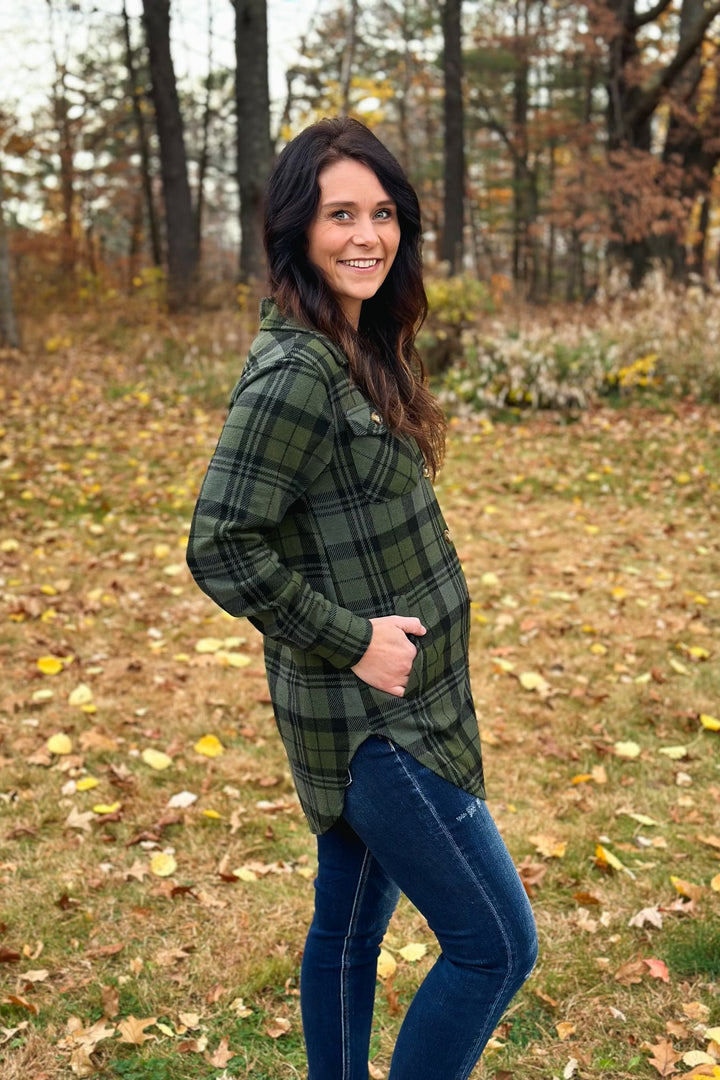 Green Plaid Button-Up