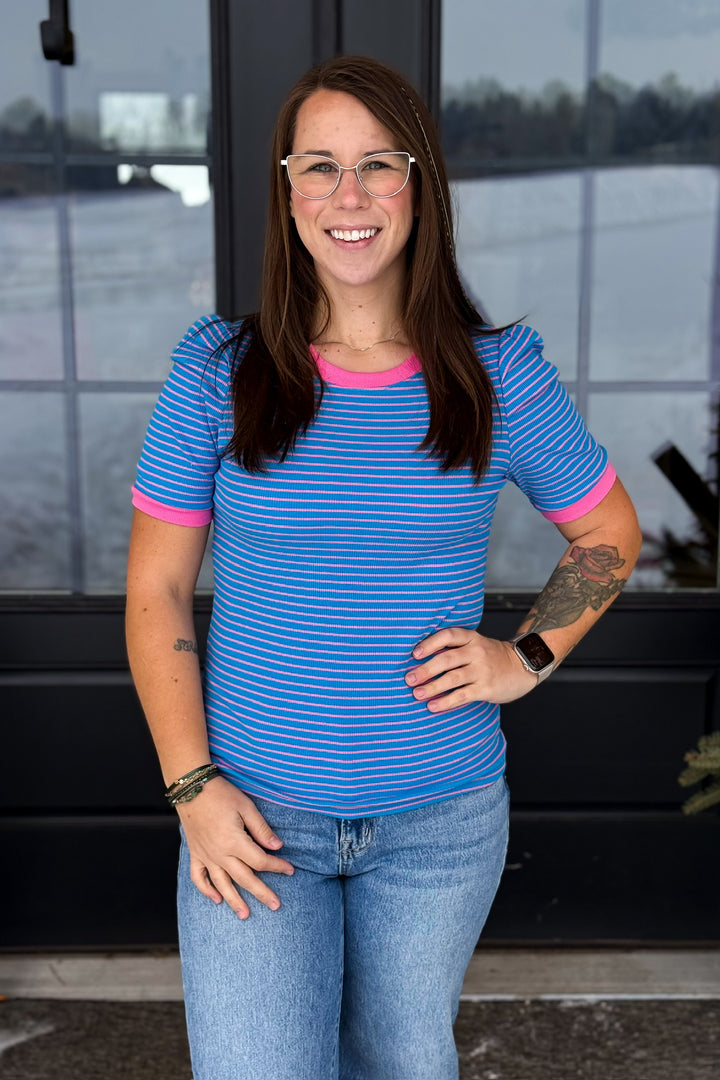 Pink Striped Knit Top