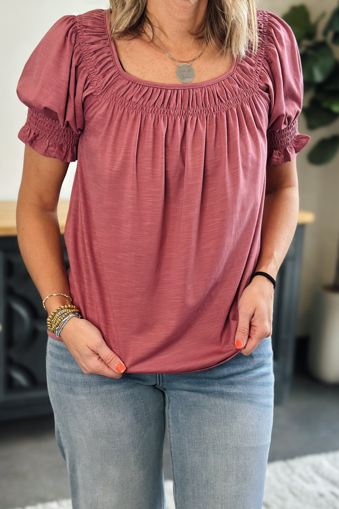 Mauve Smocked Knit