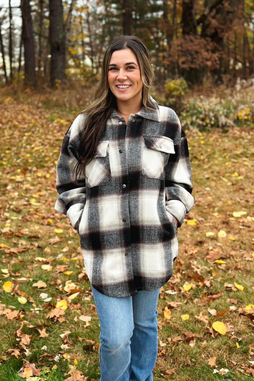 Charcoal Plaid Oversized Shacket