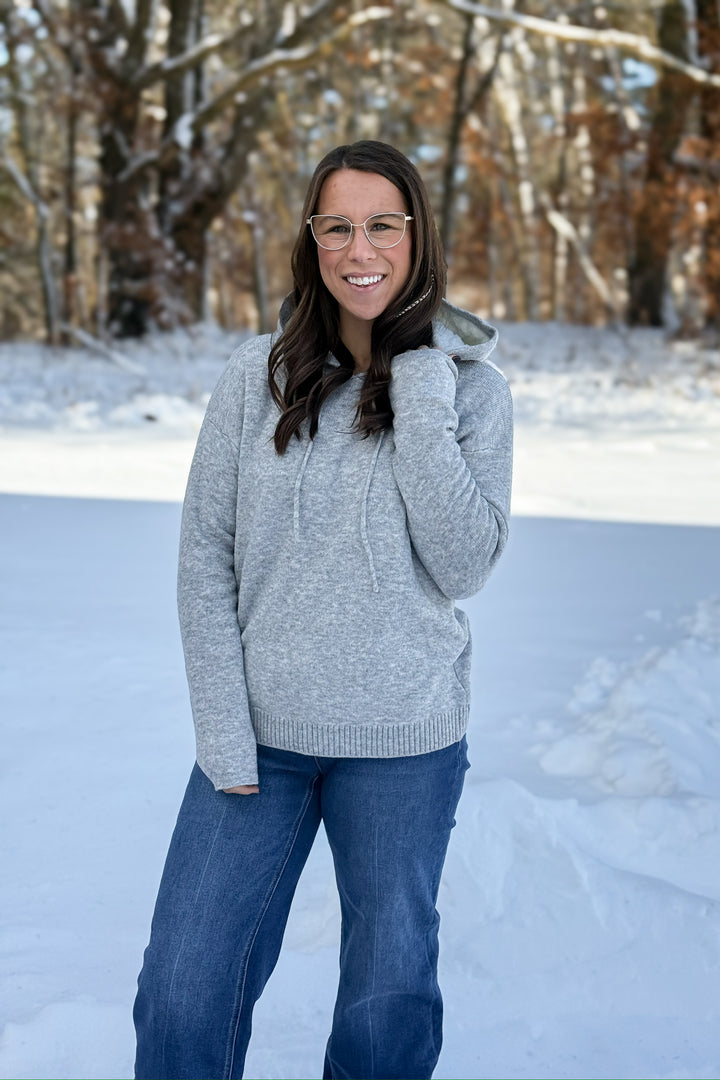 Grey Fleece Hooded Sweater