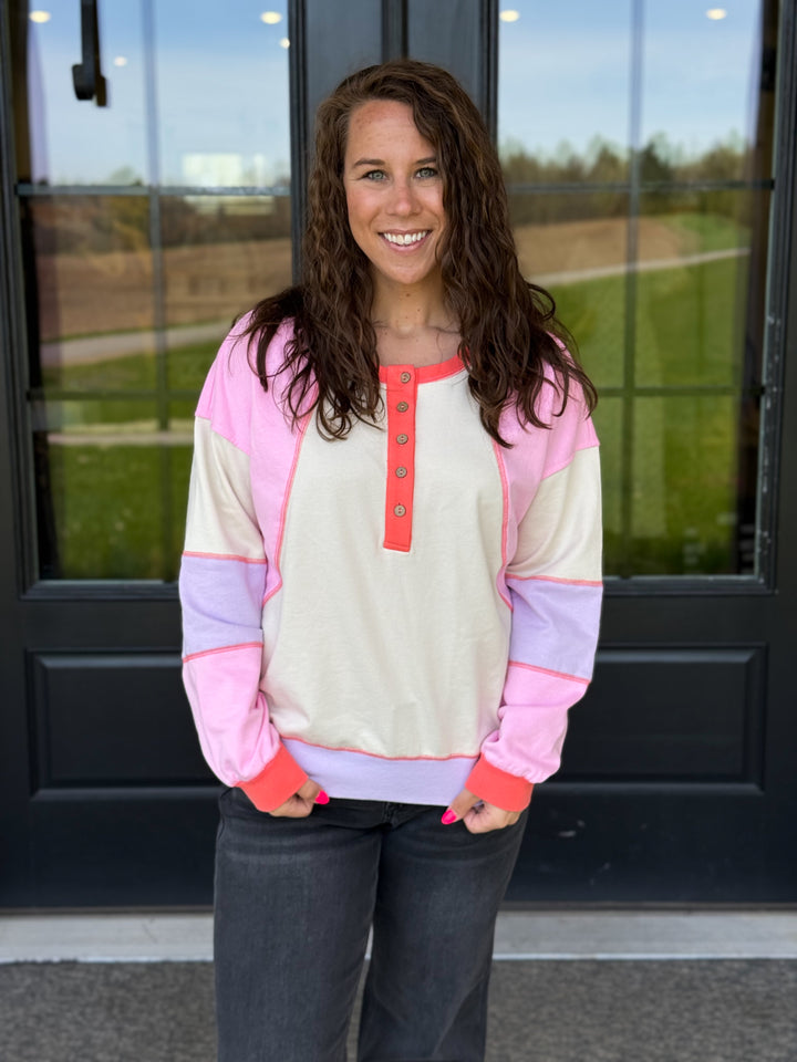 Multi Color Henley Pullover