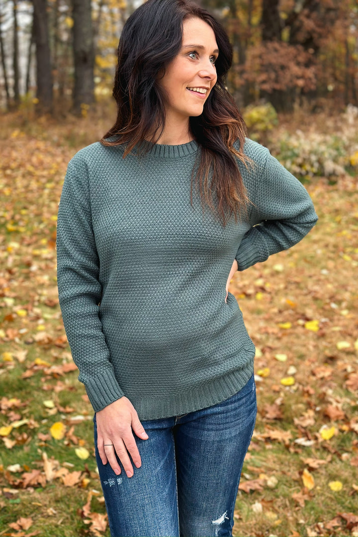 Basic Crew Neck Sweater- Ash Jade