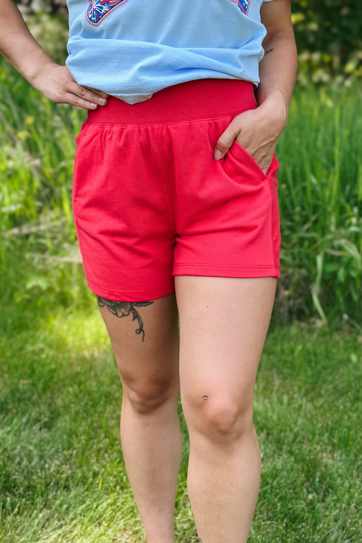 Red Terry Lounge Shorts
