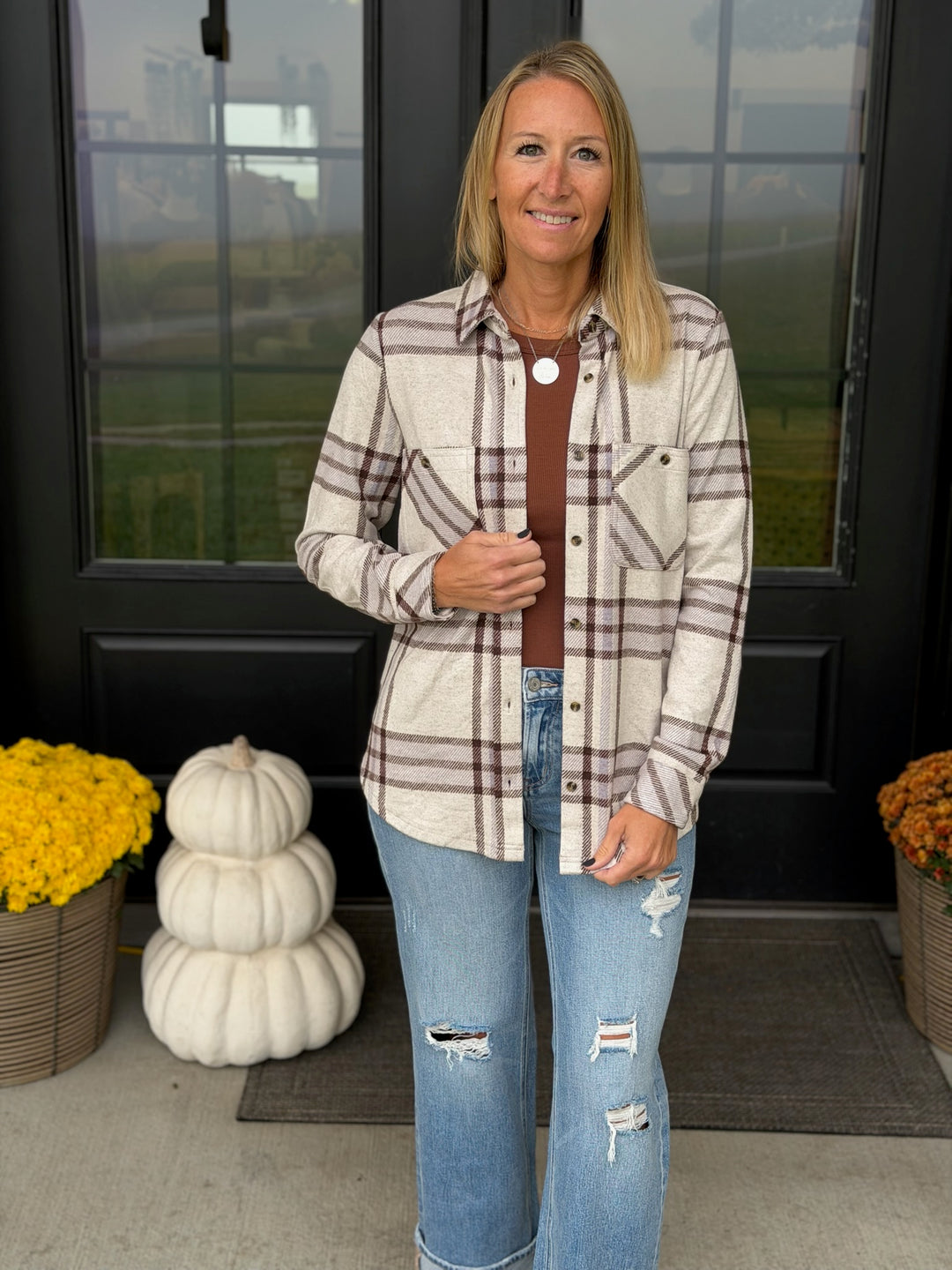 Lewis- Cream Brown Plaid