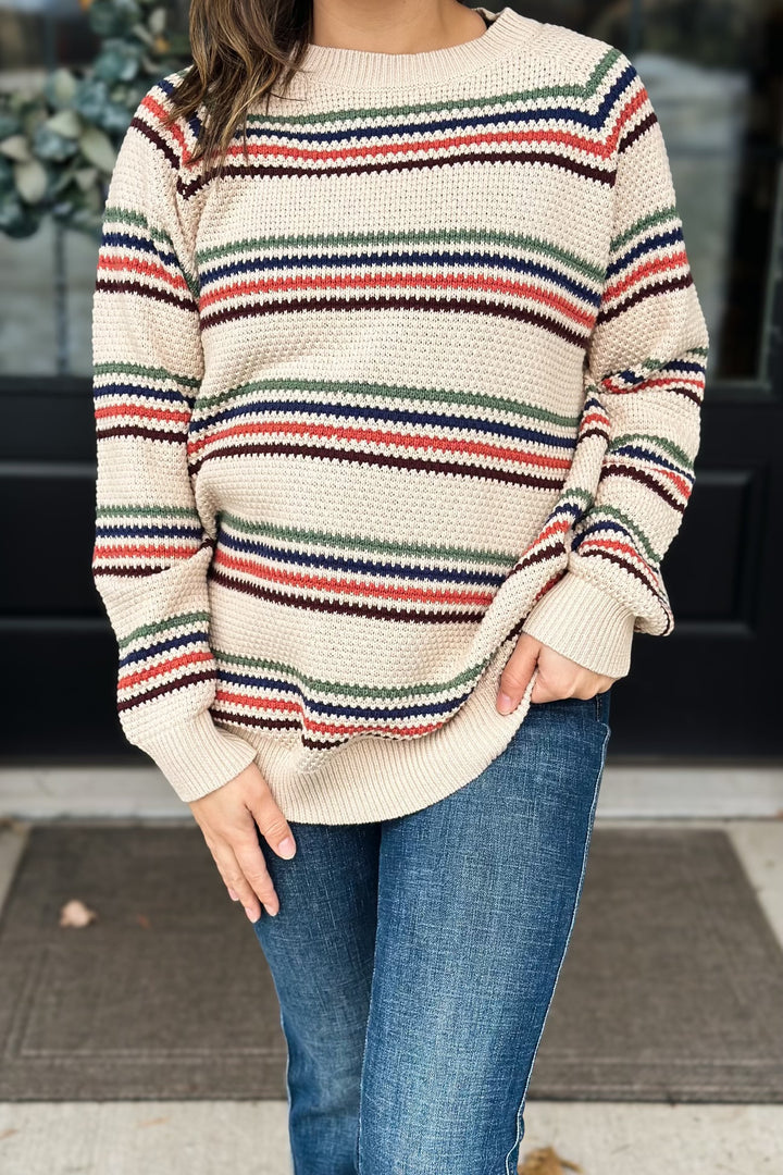 Taupe Striped Sweater