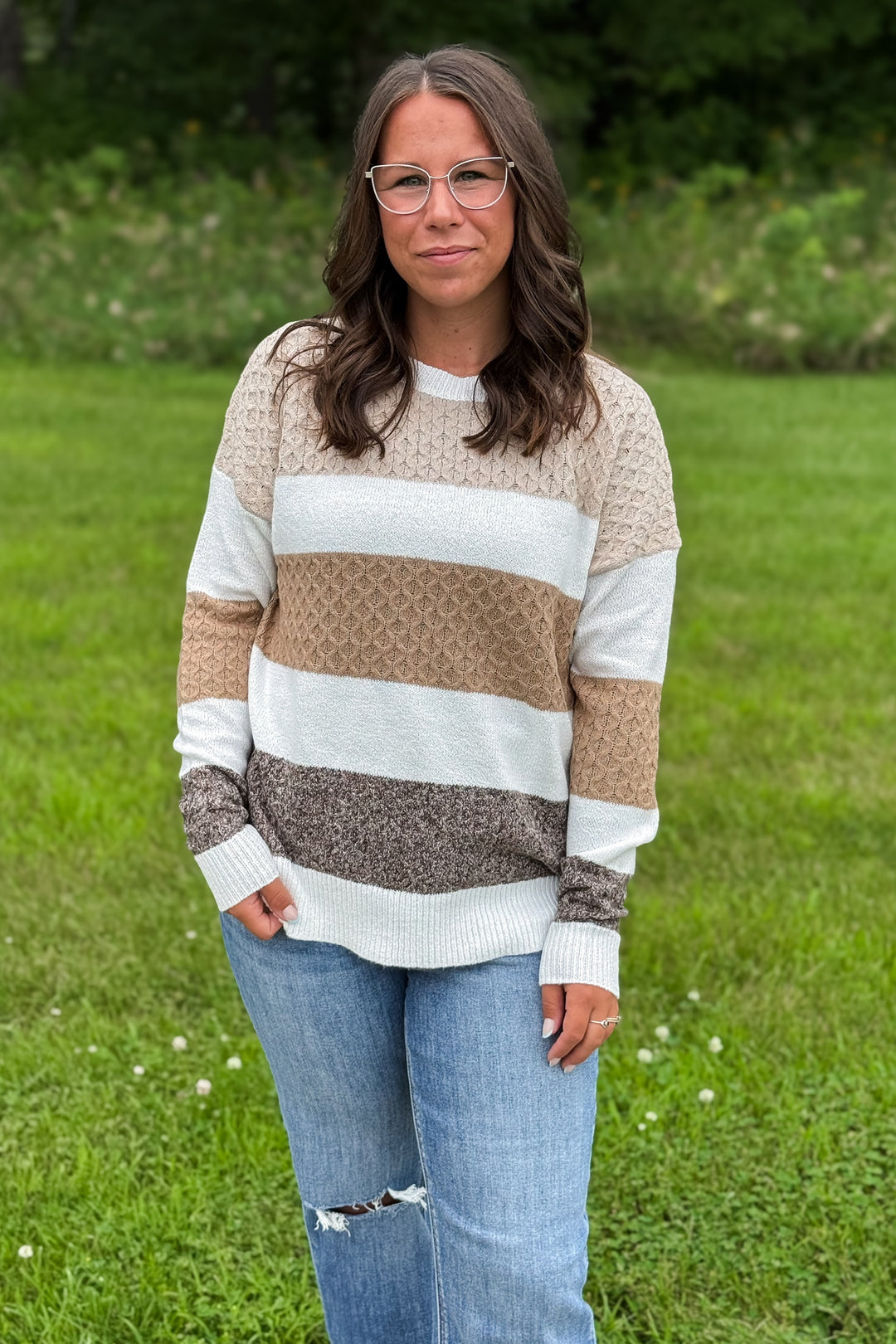 Taupe Striped Sweater