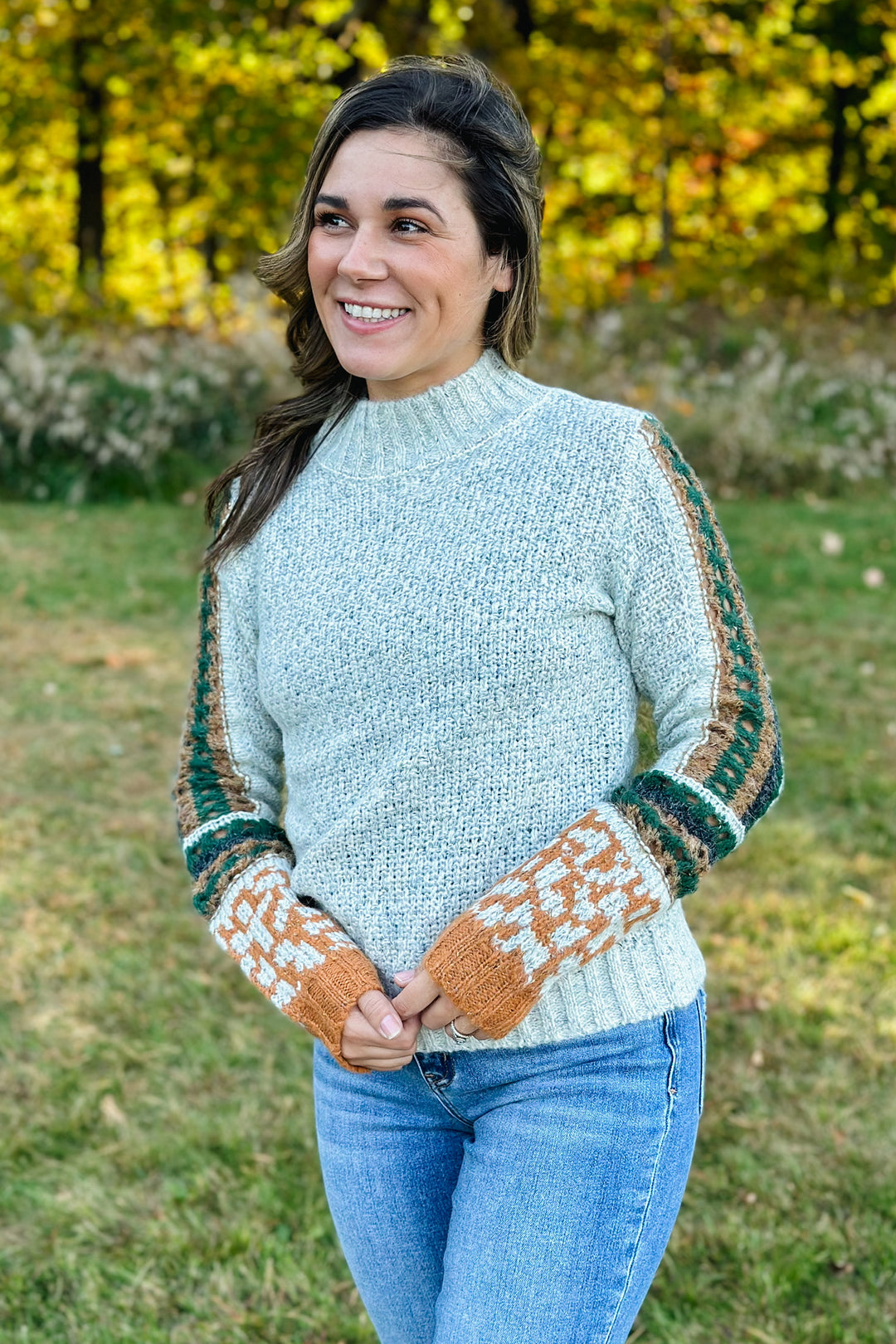 Mock Neck Crochet Sweater