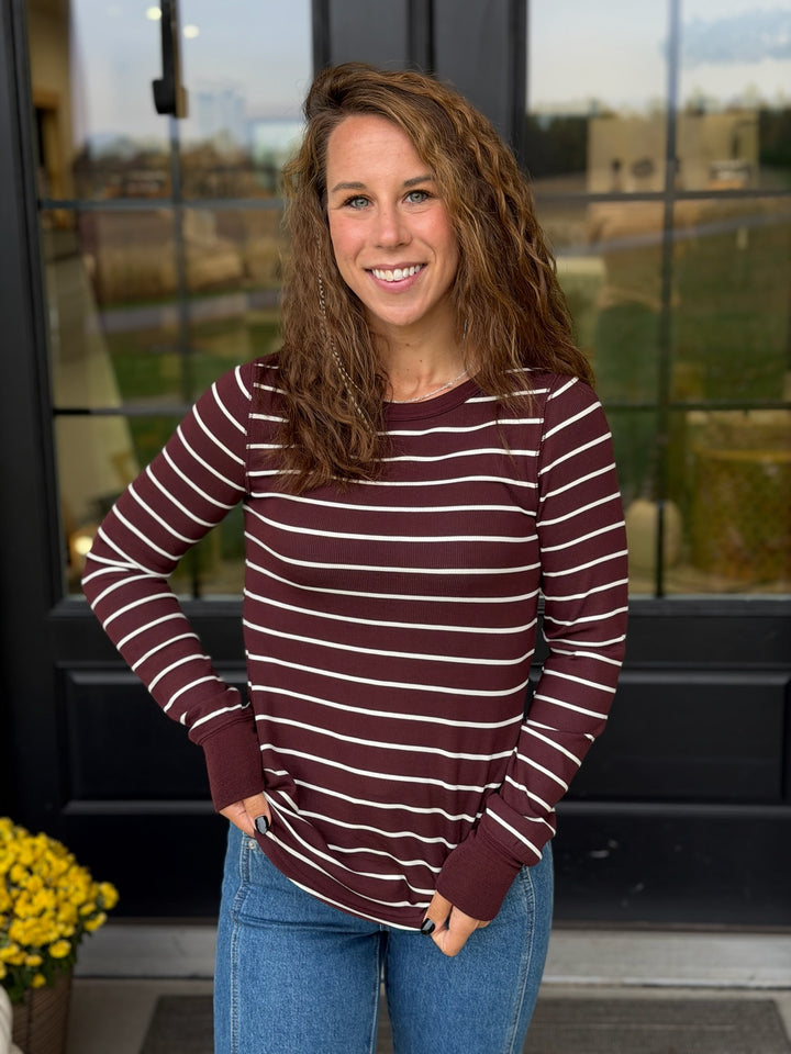 Stacy- Brown Ivory Stripe