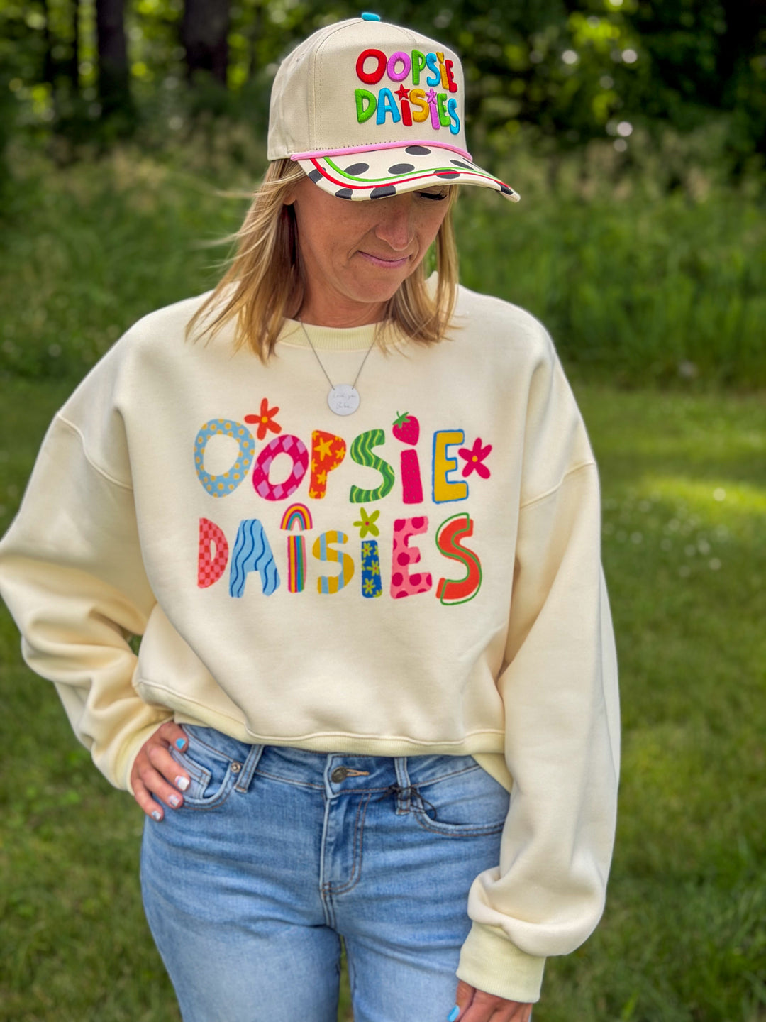 Oopsie Daisies Crop Sweatshirt