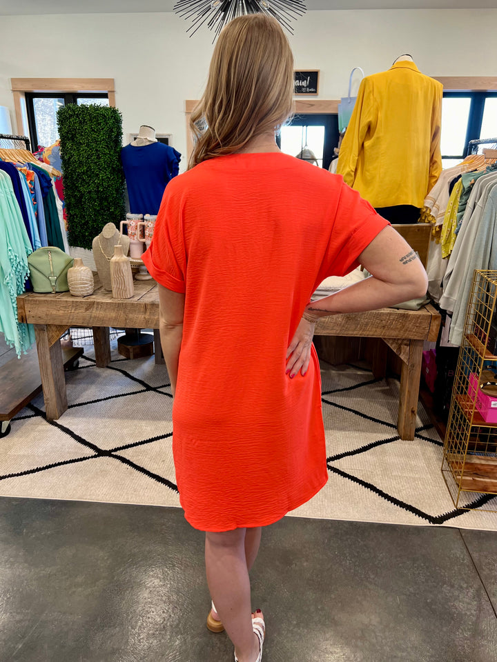 Bright Orange Pocket Dress