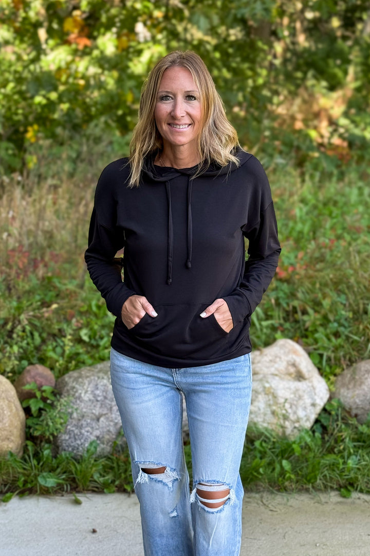 Black Drawstring Hoodie