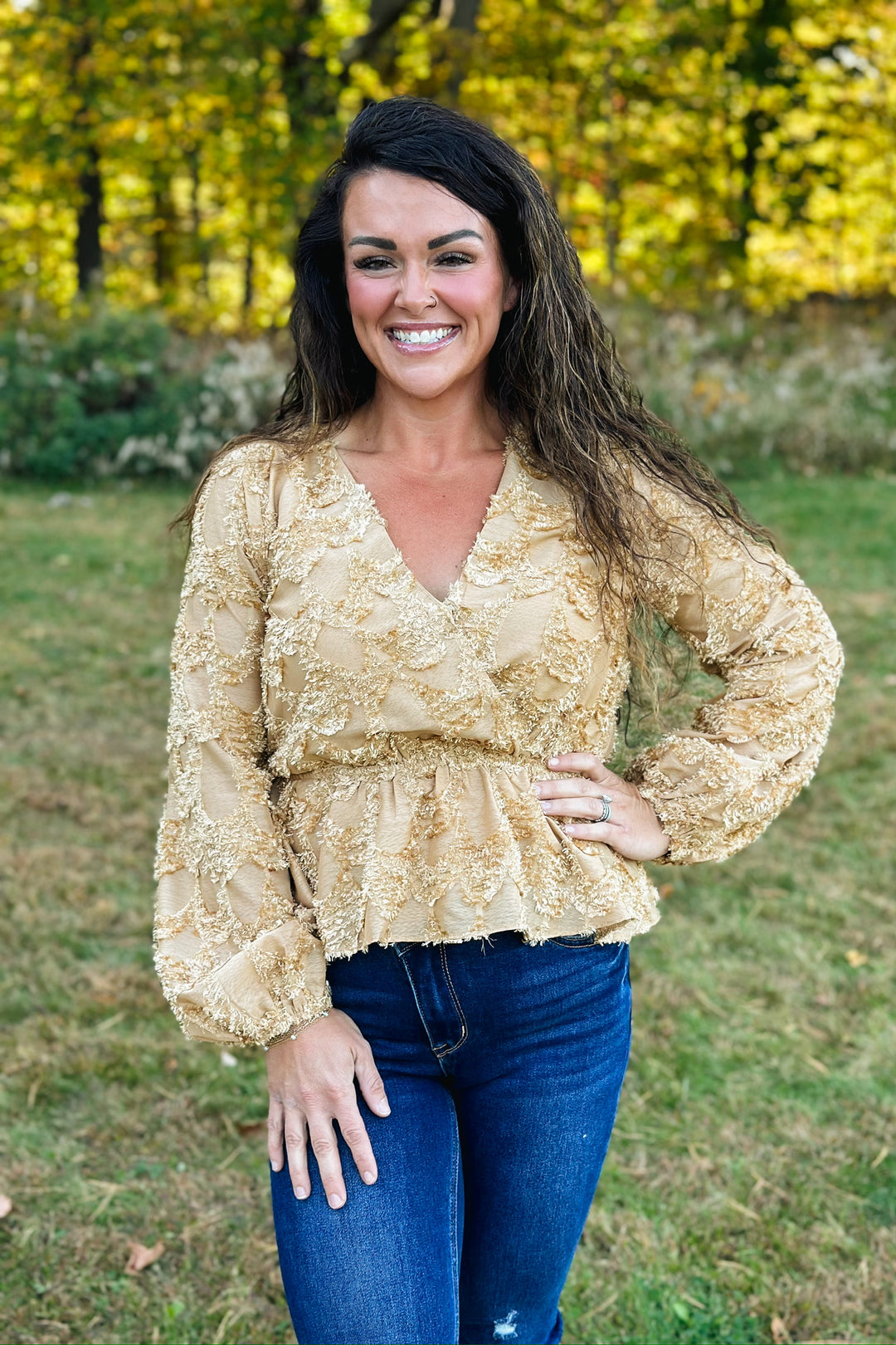 Golden Peplum Blouse