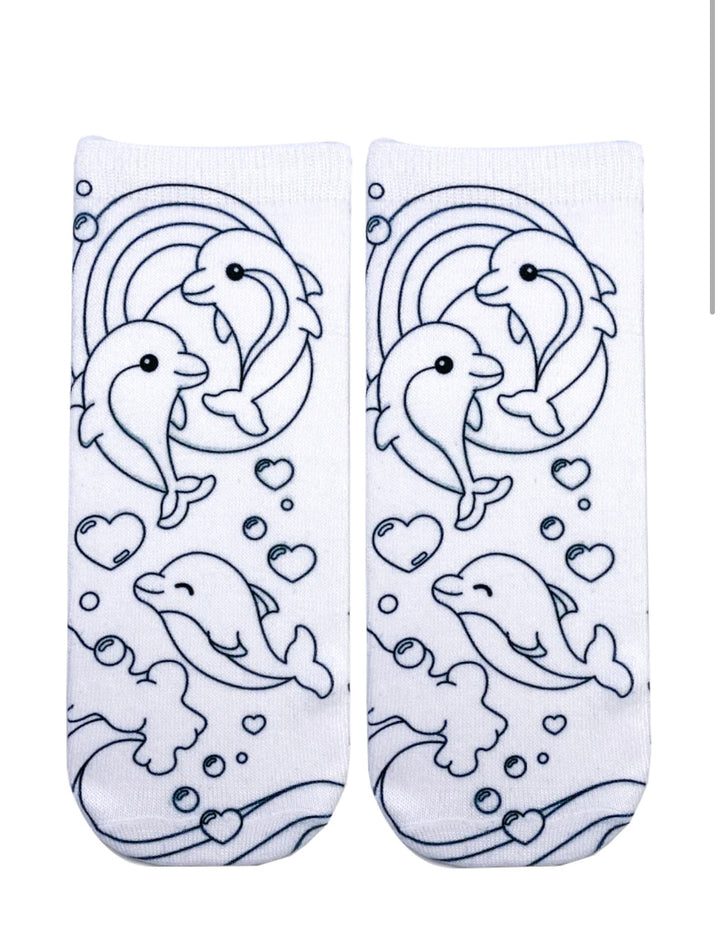 Coloring Socks Dolphins