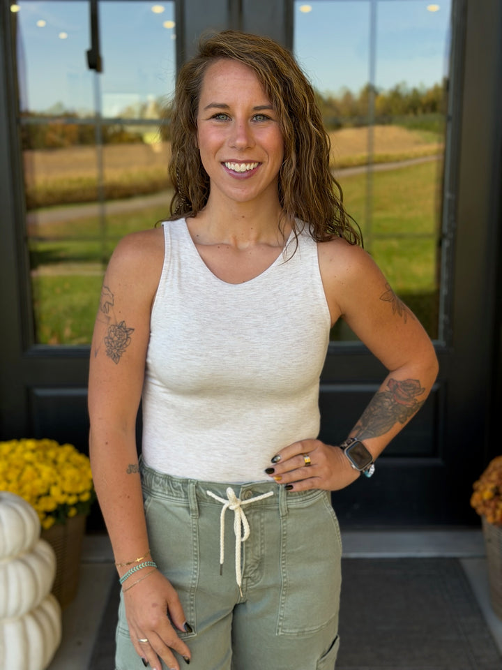 Basic Core Cropped Tank- Oatmeal