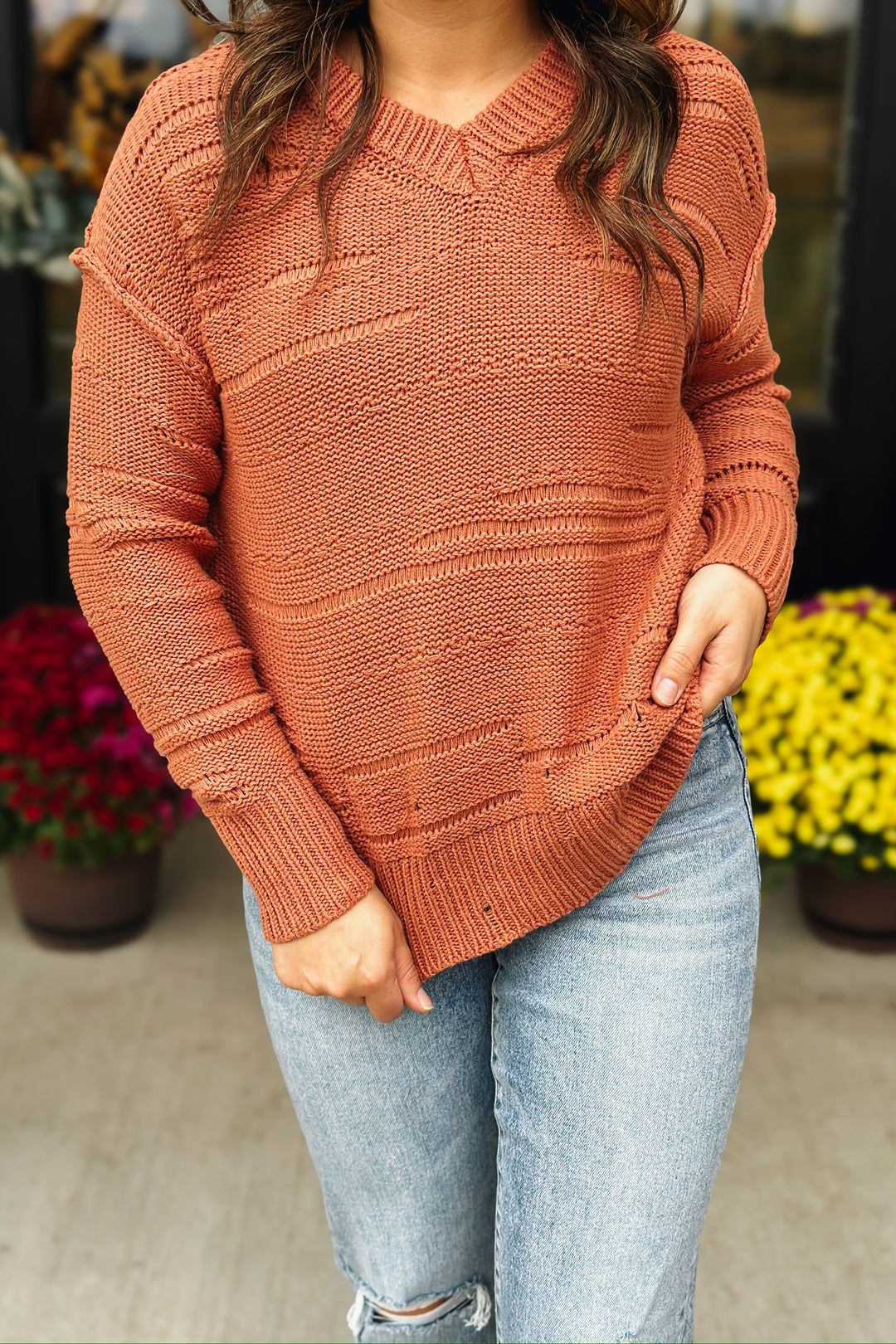 Terracotta Distressed Sweater