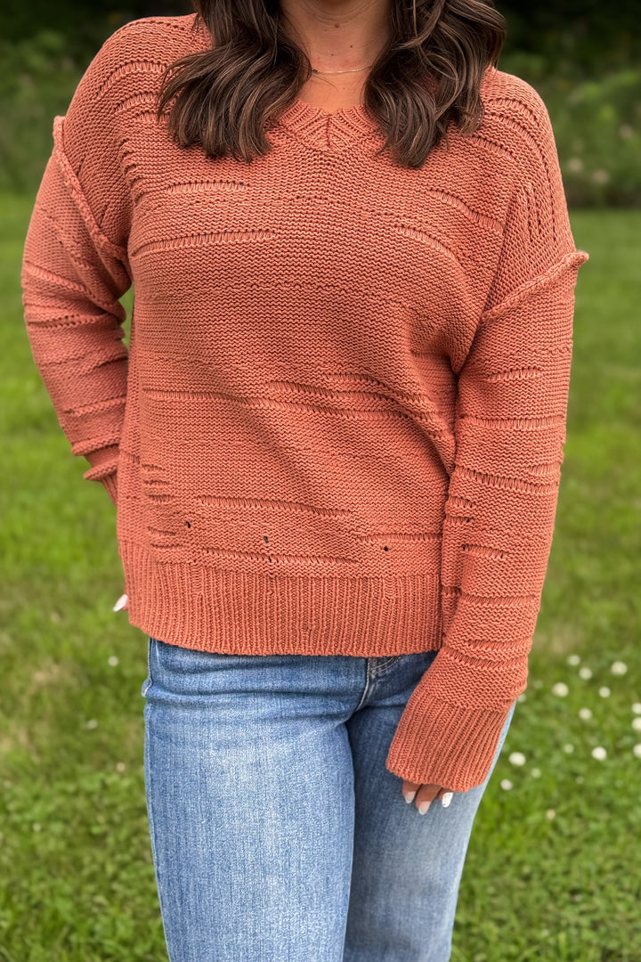 Terracotta Distressed Sweater