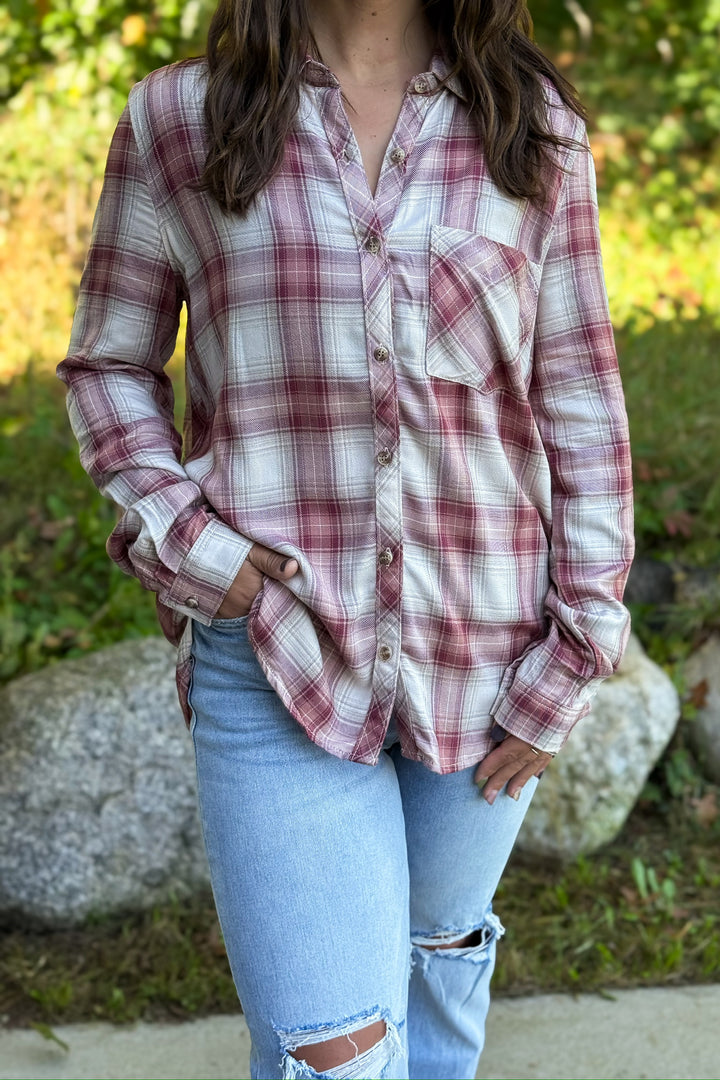 Rosewood Plaid Button-Up