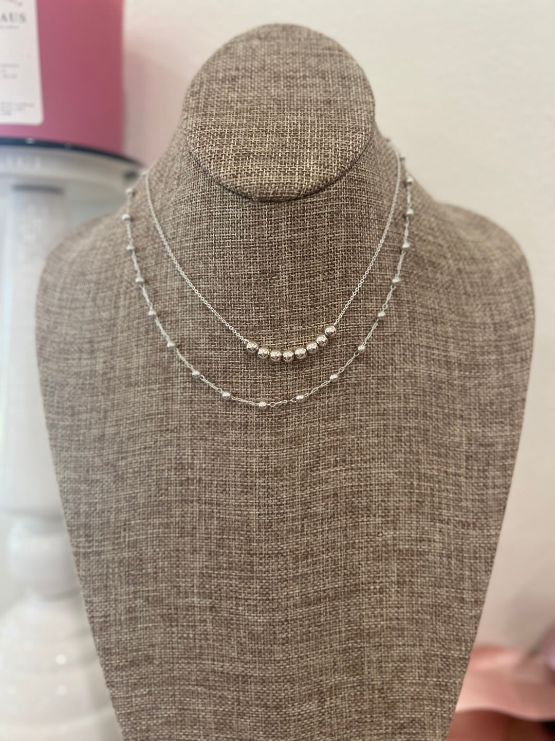 Silver Beaded Pendent Necklace