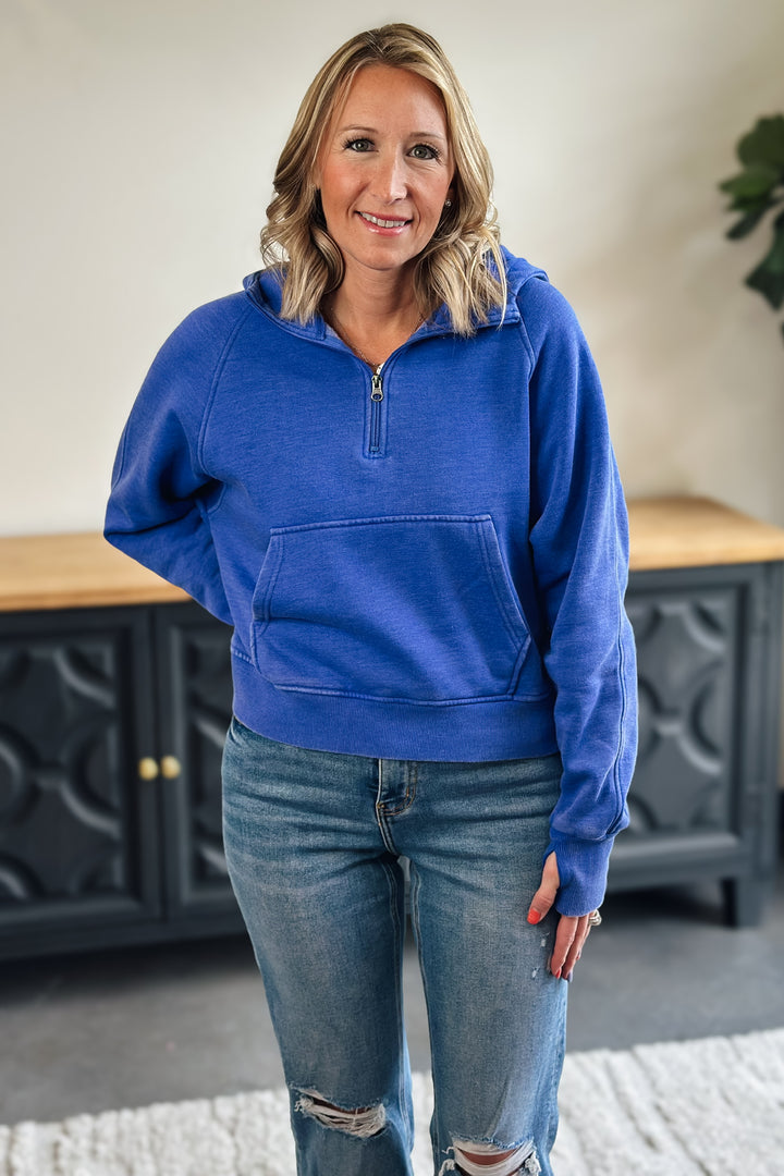Royal Blue Boxy Quarter Zip