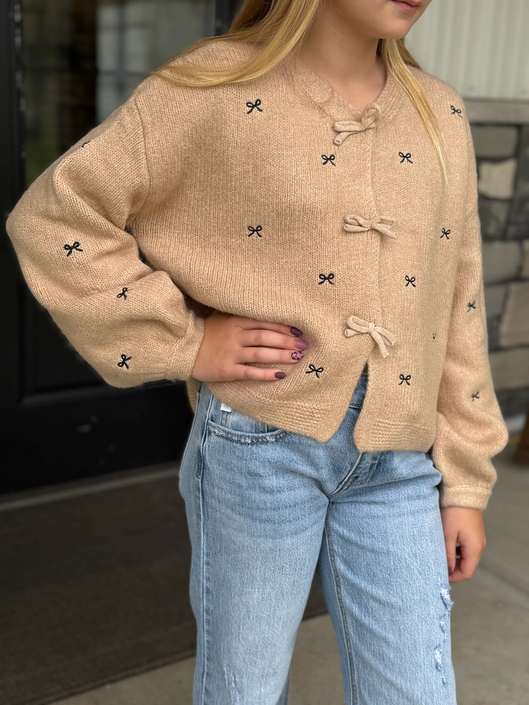 Taupe Bow Sweater