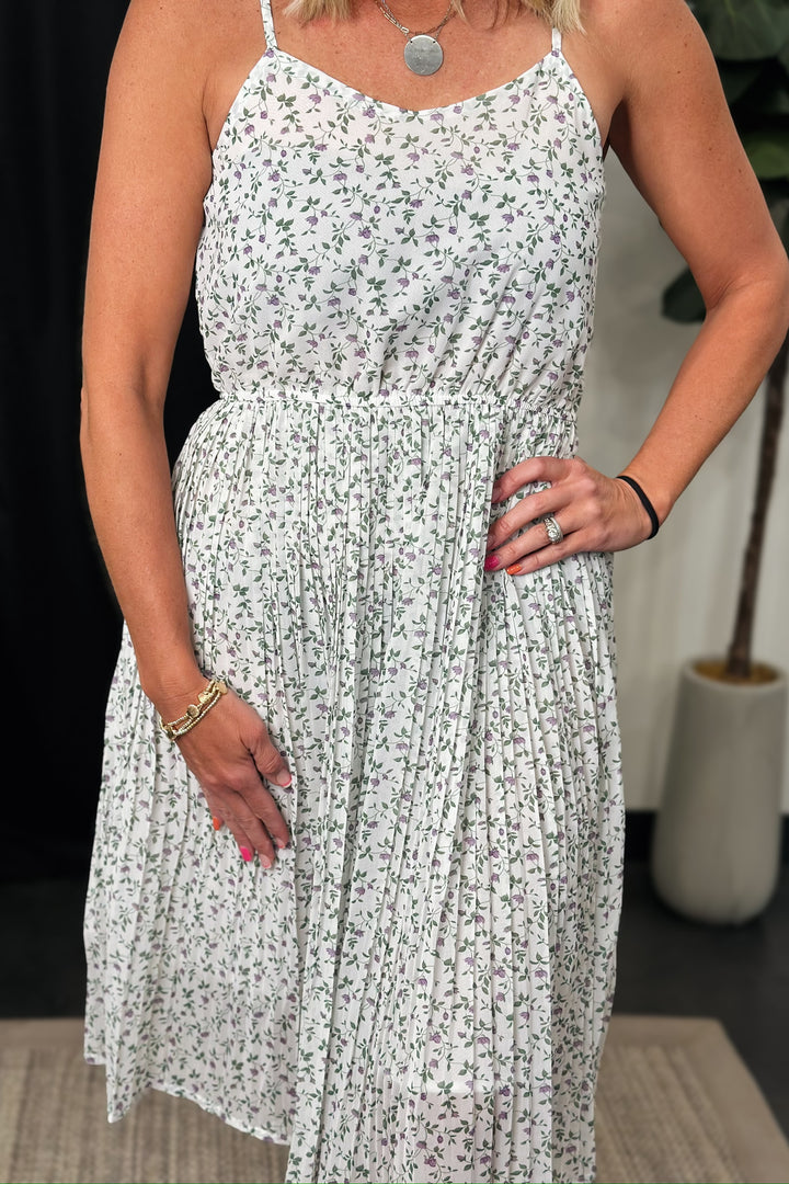 Pleated Floral Dress
