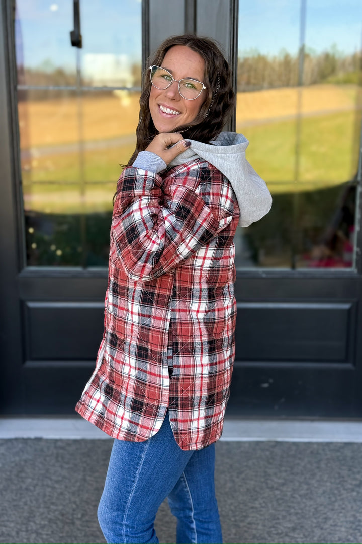 Red Plaid Quilted Jacket
