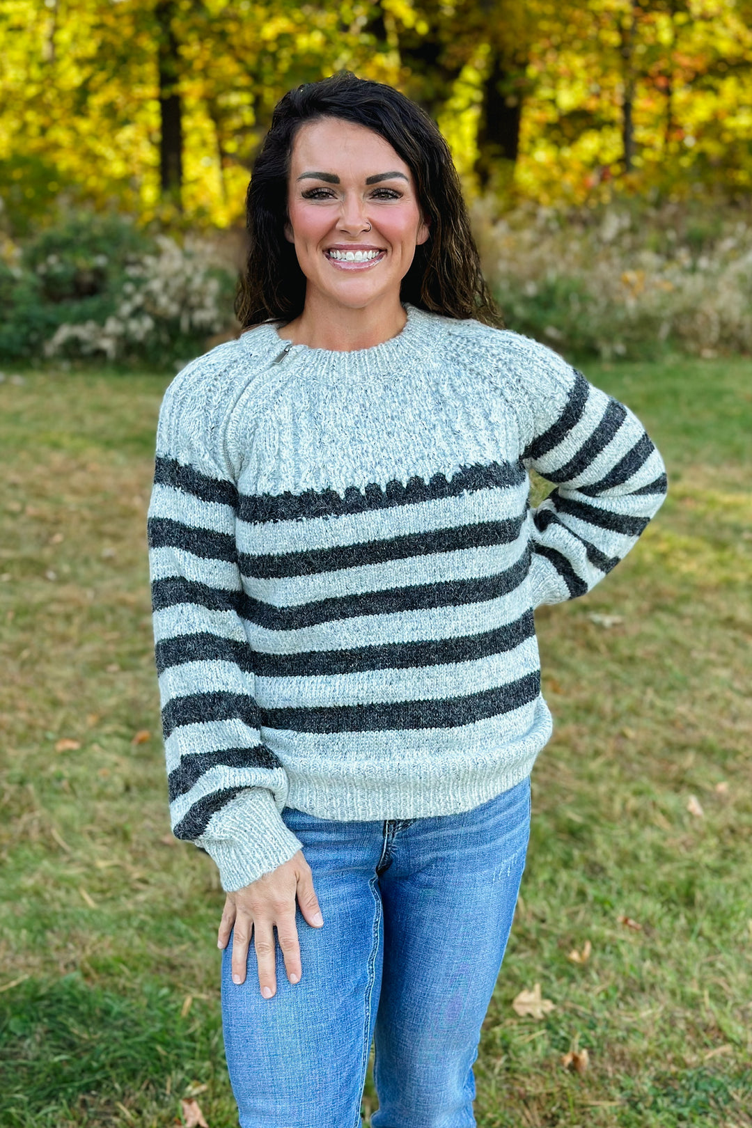 Grey Stripe Sweater